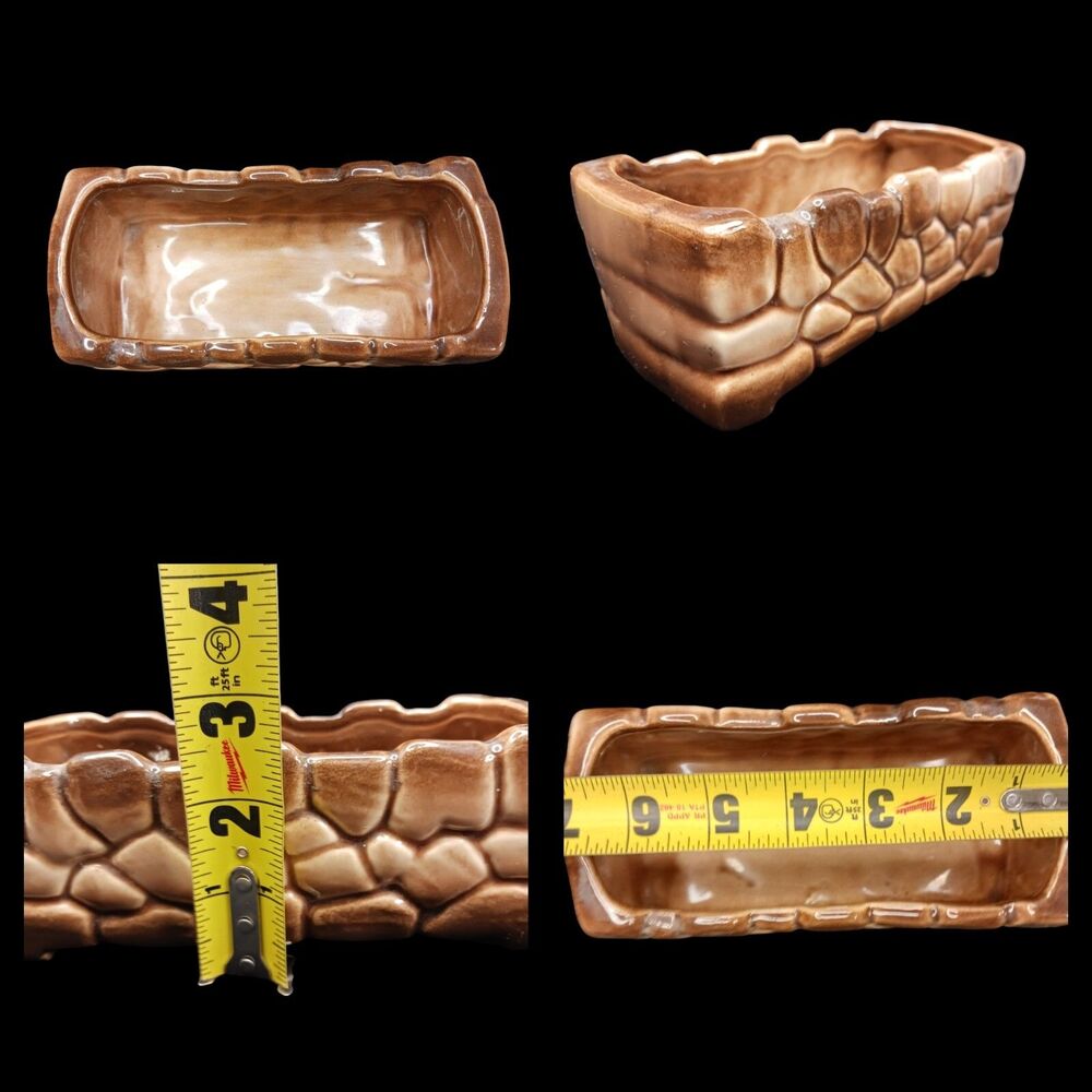 Vintage Brush-McCoy Brown Cobblestone Brick Planter Ceramic Cabincore Country